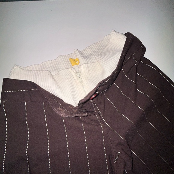 Y2K Brown Flare Leg Pants White Stripes Medium - Picture 2 of 13